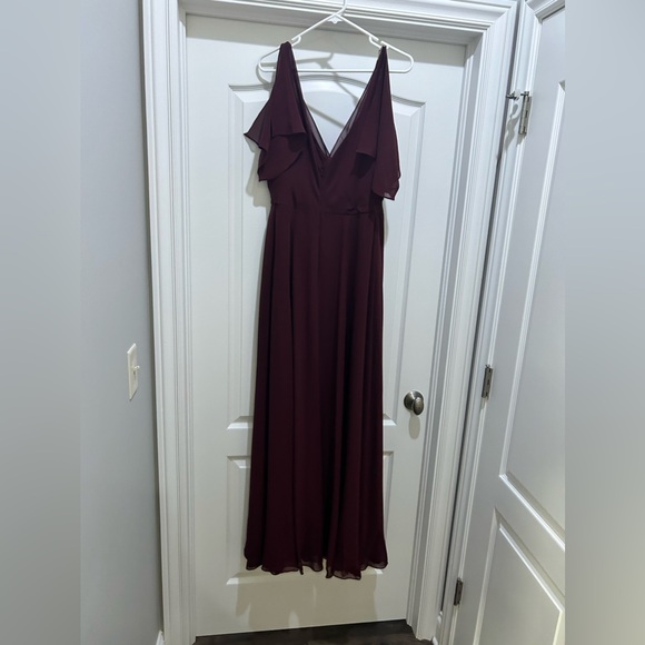Maroon Long Bridesmaids Dress - size 14 - Picture 2 of 3